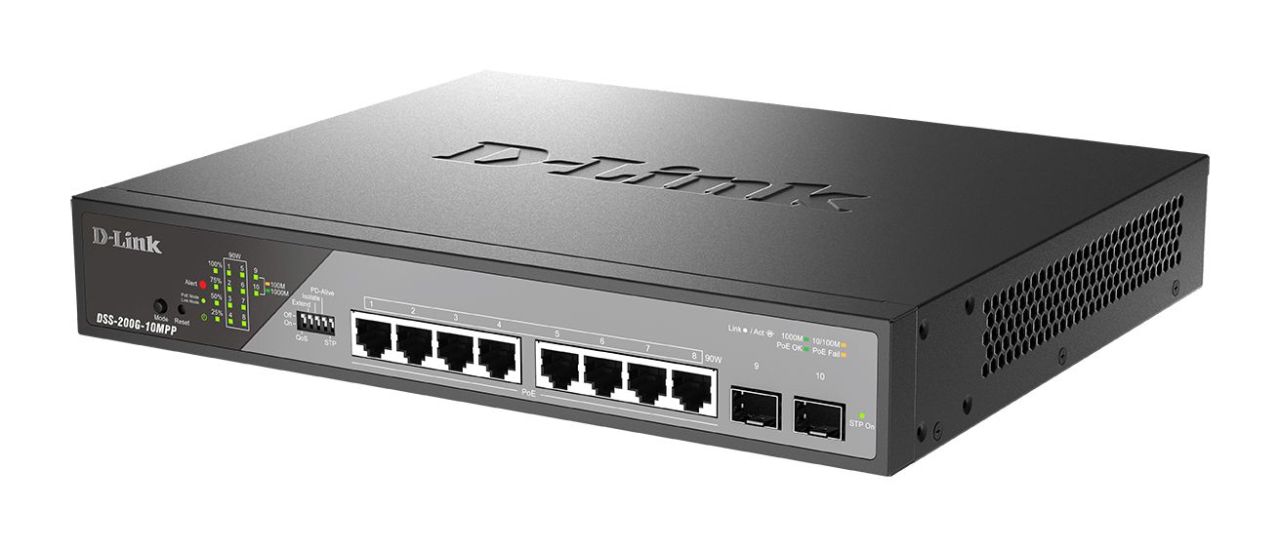D-Link DSS-200G-10MPP 8-Port 10/100/1000 PoE Gigabit Ethernet Surveillance Switch D-Link DSS-200G-10MPP 8-Port 10/100/1000 PoE Gigabit Ethernet Surveillance Switch