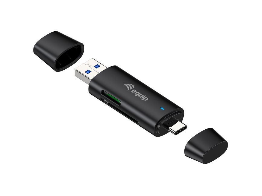 EQuip Dual Connector Card Reader Black