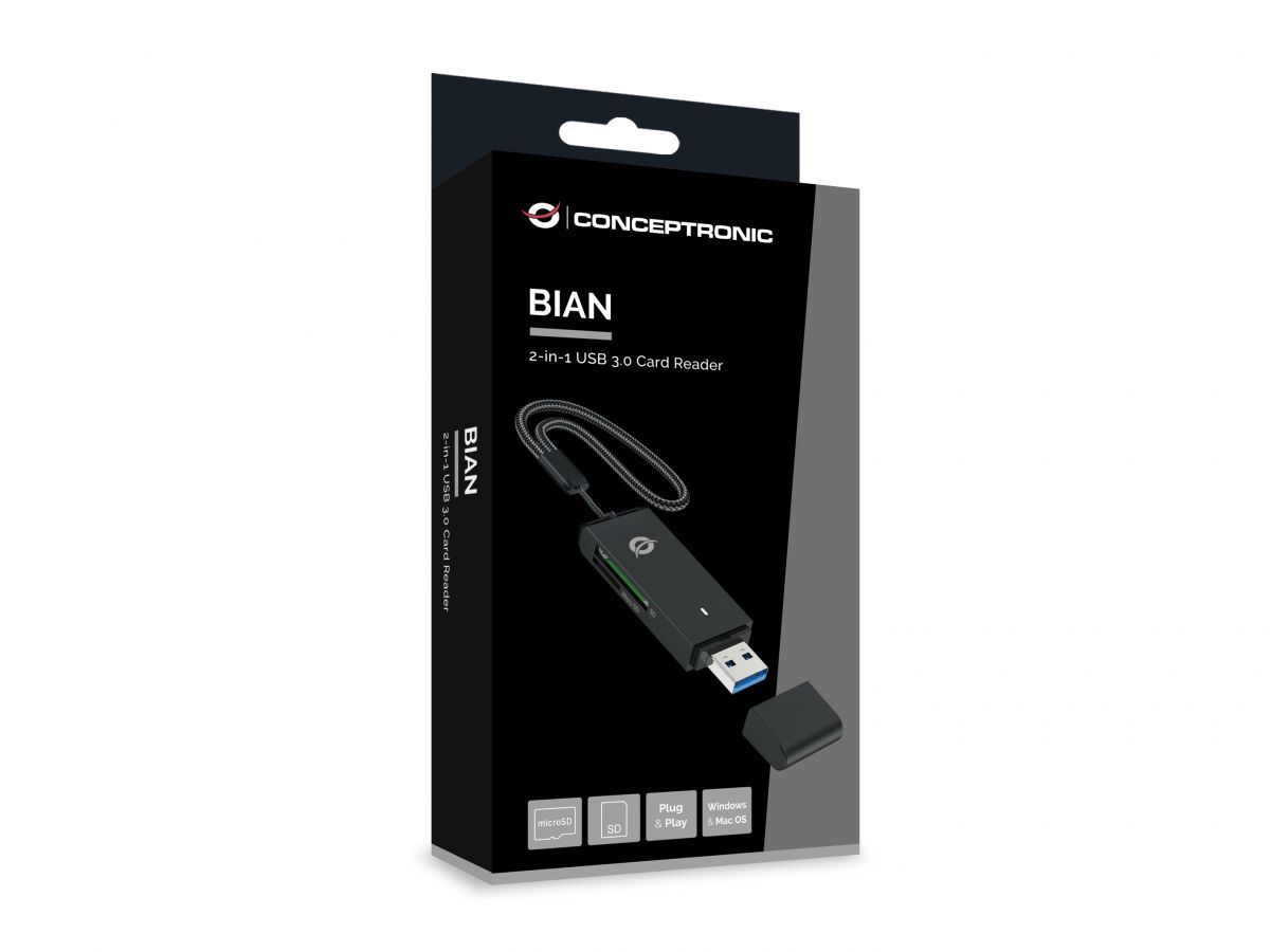 Conceptronic BIAN02B USB3.0 Card Reader Black Conceptronic BIAN02B USB3.0 Card Reader Black