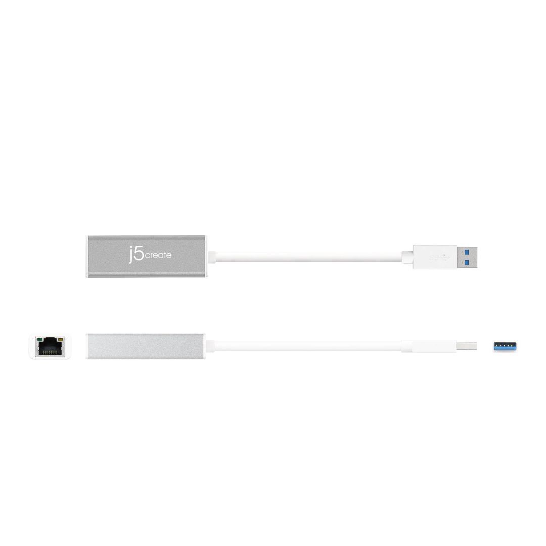 j5create JUE130 USB3.0 Gigabit Ethernet Adapter Silver j5create JUE130 USB3.0 Gigabit Ethernet Adapter Silver