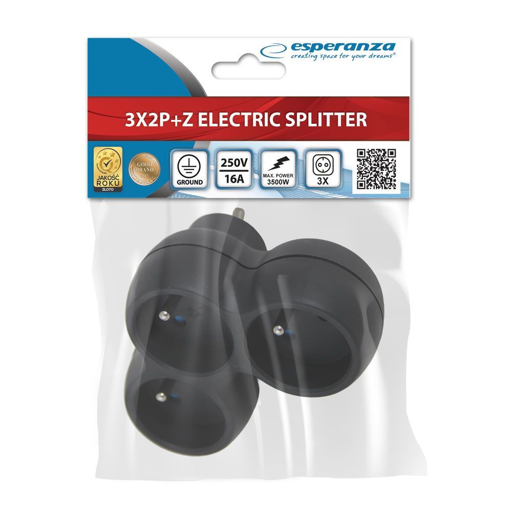 Esperanza Hálózati Elosztó 3DIN Fali Black Esperanza Hálózati Elosztó 3DIN Fali Black