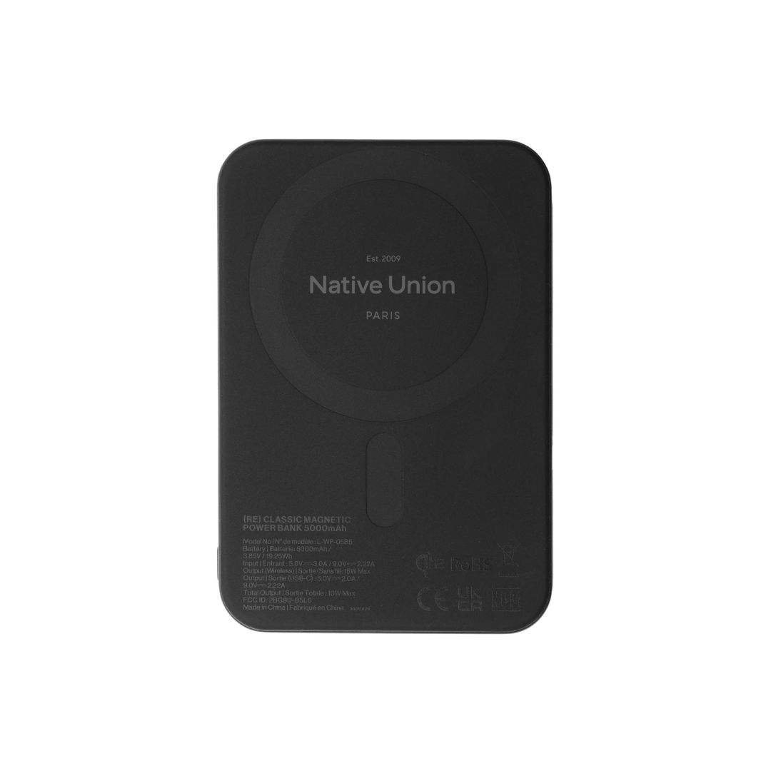 Native Union (Re)Classic Magnetic PowerBank Qi2 5000mAh Black Native Union (Re)Classic Magnetic PowerBank Qi2 5000mAh Black