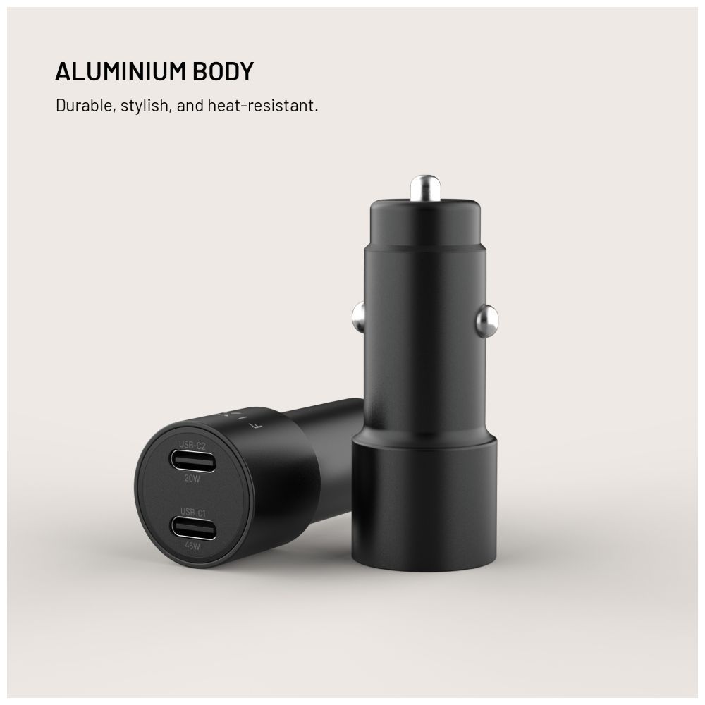 FIXED Dual USB-C Car Charger 65W PD 3.0 Black