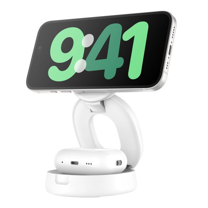 Belkin Boost Charge adjustable magsafe 2-in-1 Charger Qi2 White Belkin Boost Charge adjustable magsafe 2-in-1 Charger Qi2 White