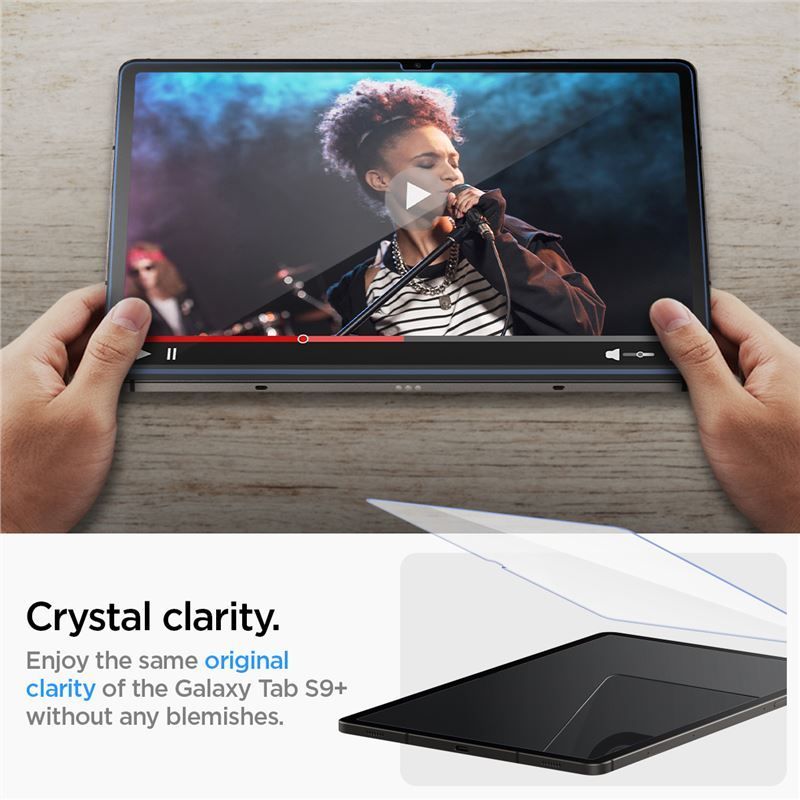 Spigen Glass tR EZ Fit 1 Pack - Samsung Galaxy Tab S9+ Spigen Glass tR EZ Fit 1 Pack - Samsung Galaxy Tab S9+
