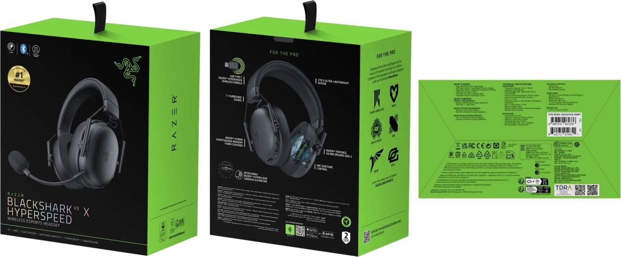 Razer BlackShark V3 X Hyperspeed Wireless Bluetooth Headset Black Razer BlackShark V3 X Hyperspeed Wireless Bluetooth Headset Black