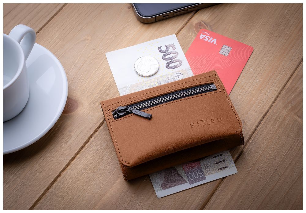 FIXED Tripple valódi bőr pénztárca, barna FIXED Tripple valódi bőr pénztárca, barna