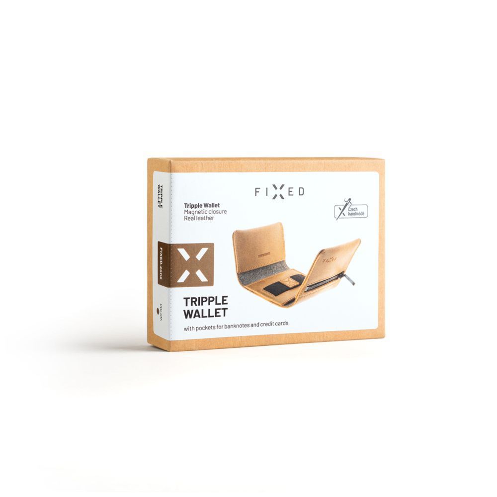 FIXED Tripple valódi bőr pénztárca, barna FIXED Tripple valódi bőr pénztárca, barna