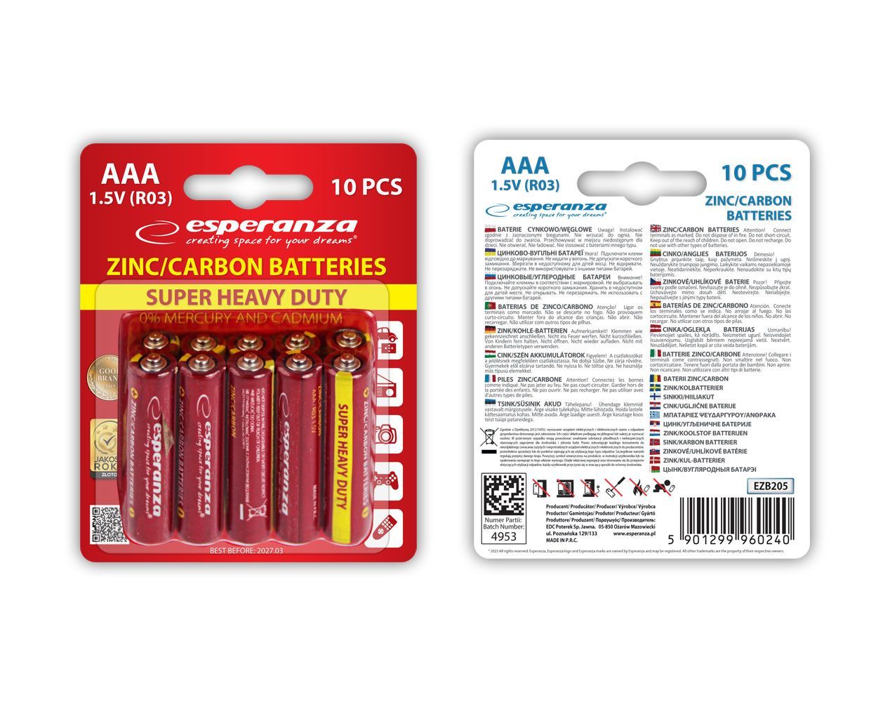 Esperanza AAA Cink Elem 10db/csomag Esperanza AAA Cink Elem 10db/csomag