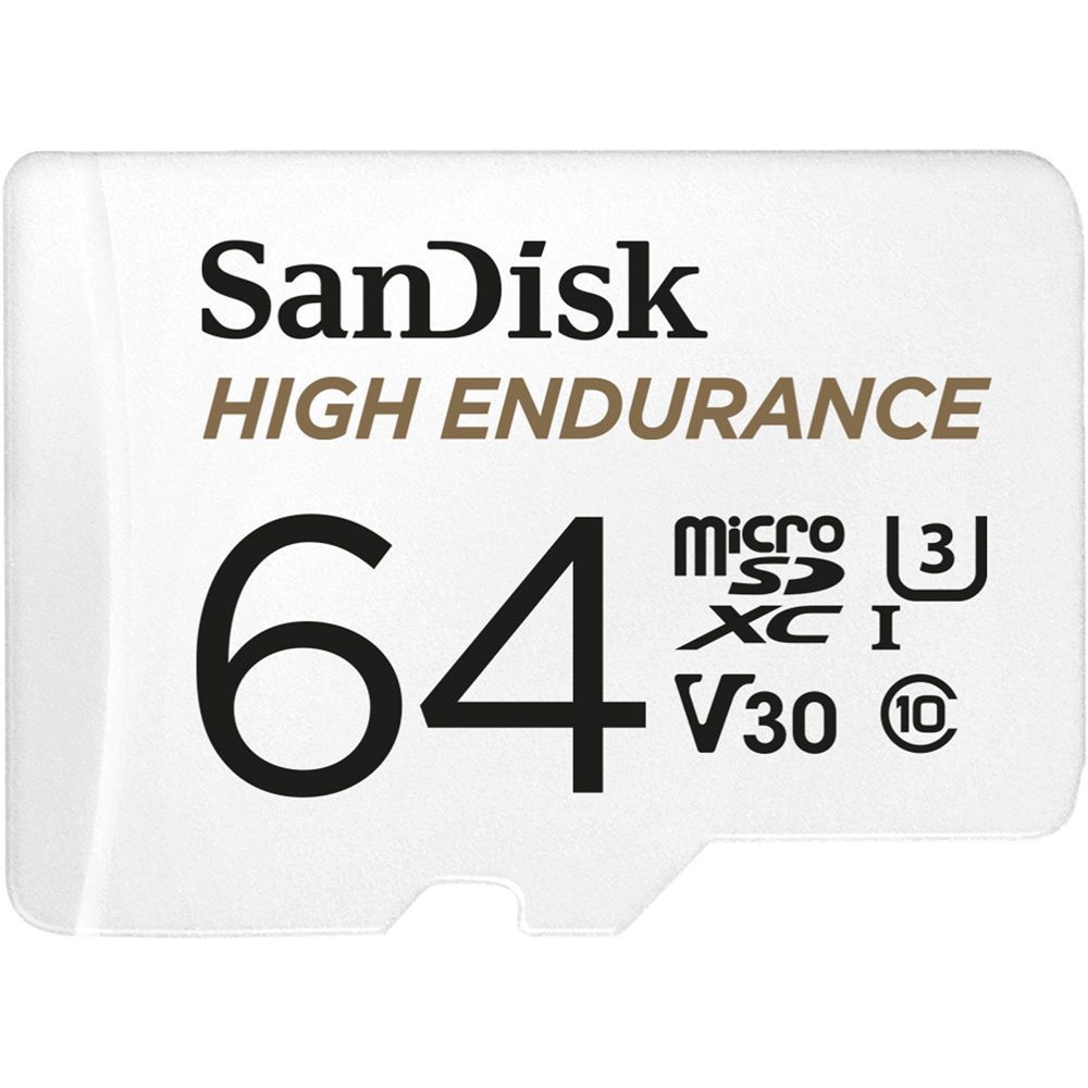 Sandisk 64GB microSDXC High Endurance Class 10 CL10 U3 V30 + adapterrel Sandisk 64GB microSDXC High Endurance Class 10 CL10 U3 V30 + adapterrel