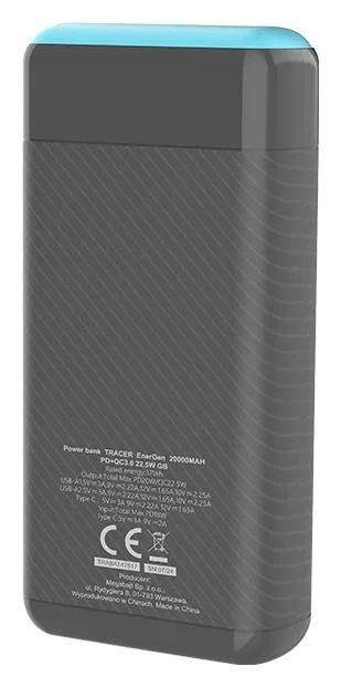 Tracer EnerGen 20000mAh PowerBank Black/Blue Tracer EnerGen 20000mAh PowerBank Black/Blue