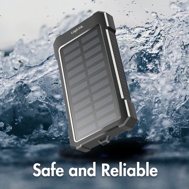Logilink Solar 10,000 mAh Powerbank Black Logilink Solar 10,000 mAh Powerbank Black