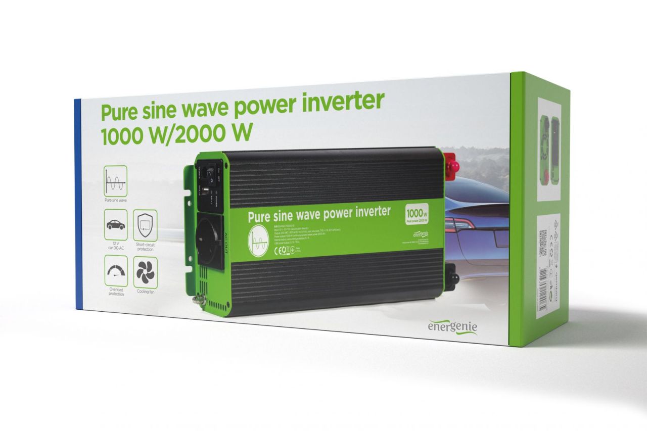Gembird Energenie 12V Pure sine Wave Car DC-AC Power Inverter 1000W Gembird Energenie 12V Pure sine Wave Car DC-AC Power Inverter 1000W