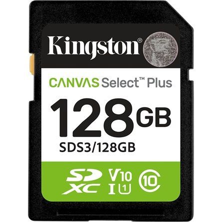 Kingston 128GB SDXC Canvas Select Plus Gen3 Class 10 UHS-I U1 V10