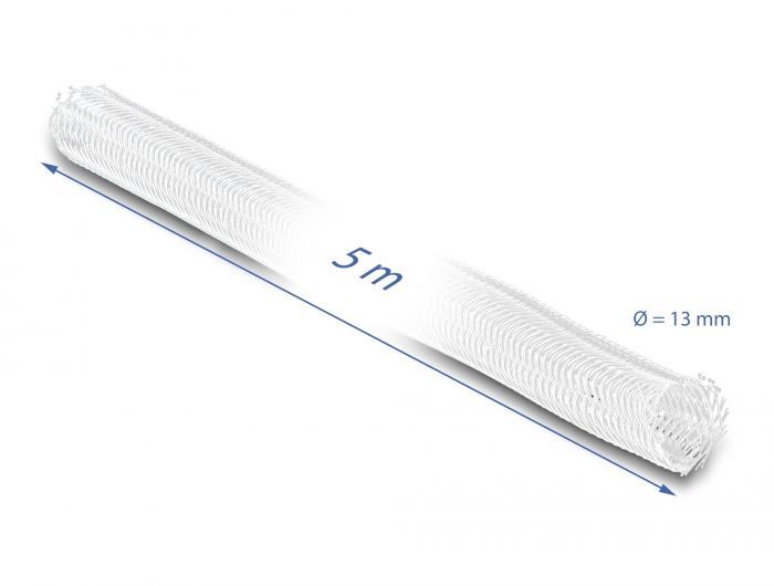 DeLock Braided Sleeve self-closing 5mx13mm White DeLock Braided Sleeve self-closing 5mx13mm White