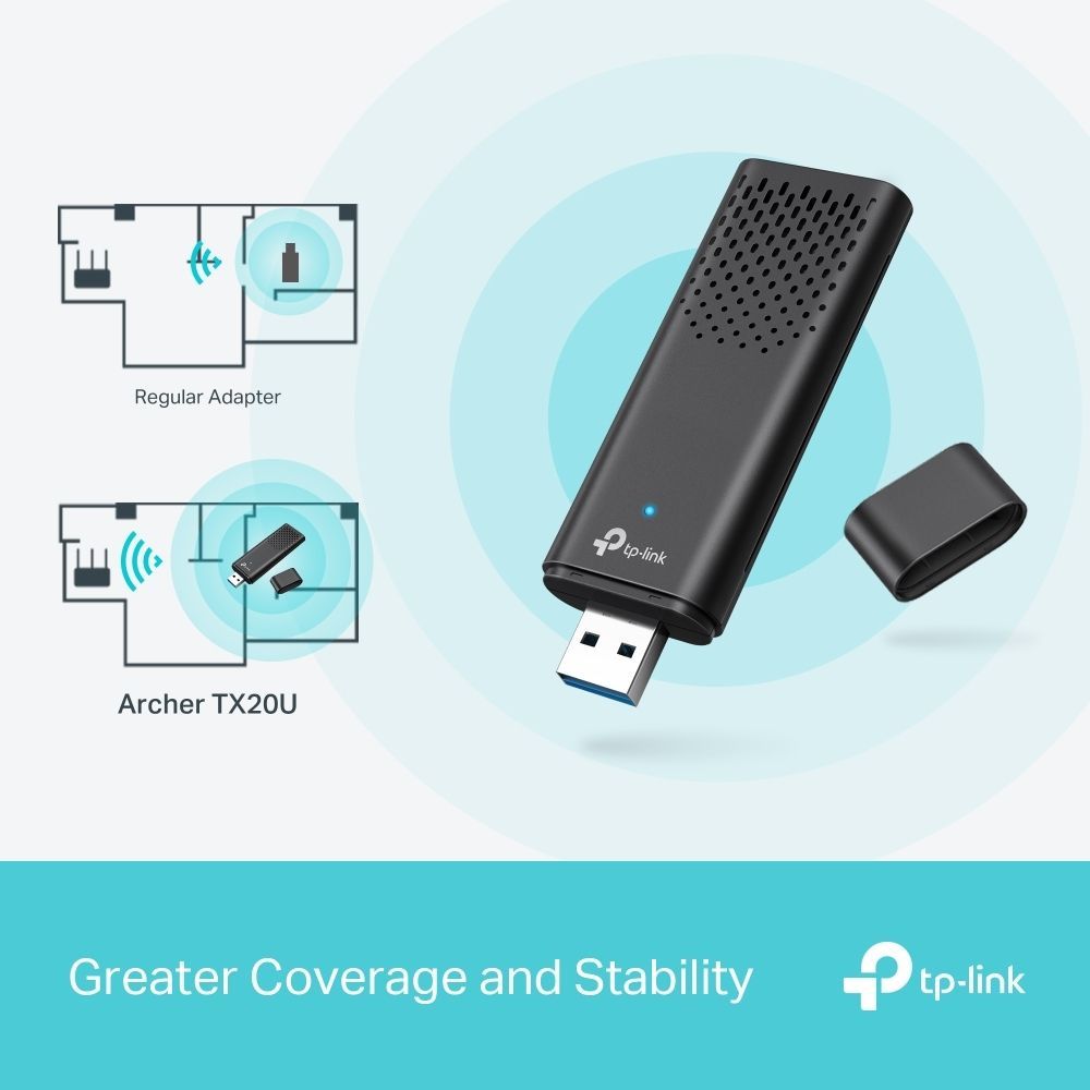 TP-Link Archer TX20U AX1800 Dual Band Wi-Fi 6 Wireless USB Adapter TP-Link Archer TX20U AX1800 Dual Band Wi-Fi 6 Wireless USB Adapter