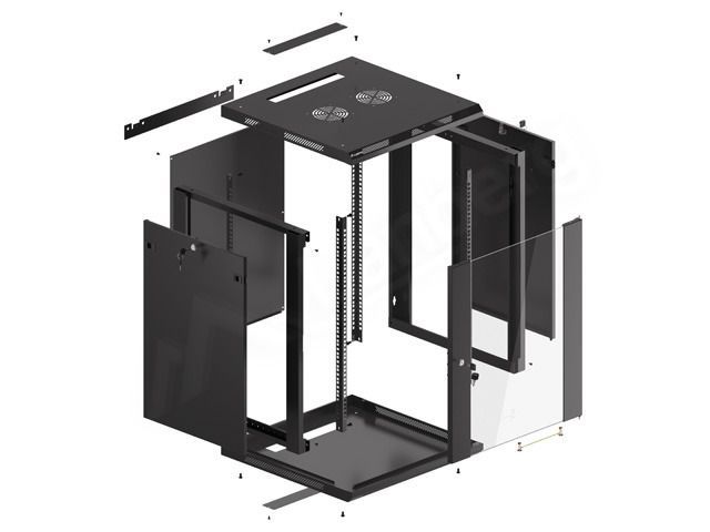 Lanberg 19" 15U Falra szerelhető Rackszekrény Black Lanberg 19" 15U Falra szerelhető Rackszekrény Black