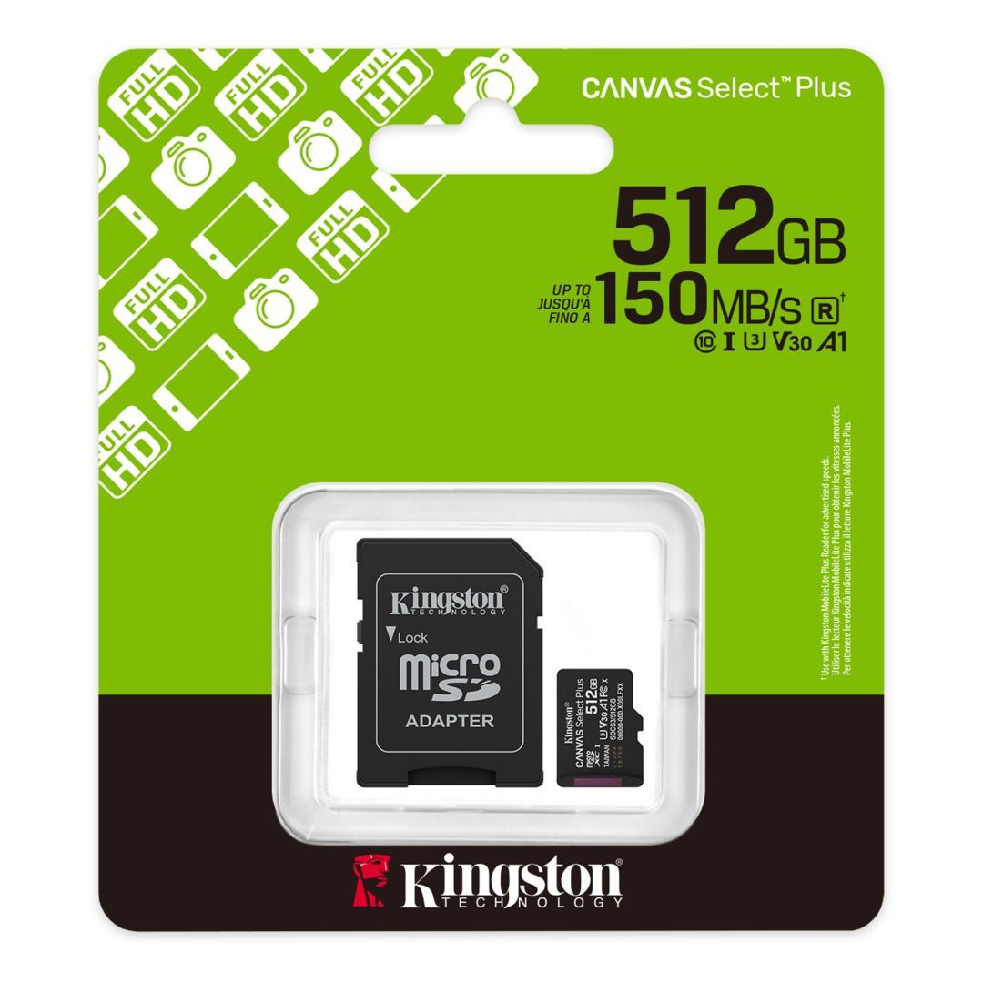 Kingston 1TB microSDXC Canvas Select Plus Gen3 Class 10 UHS-1 A1 V10 + adapterrel