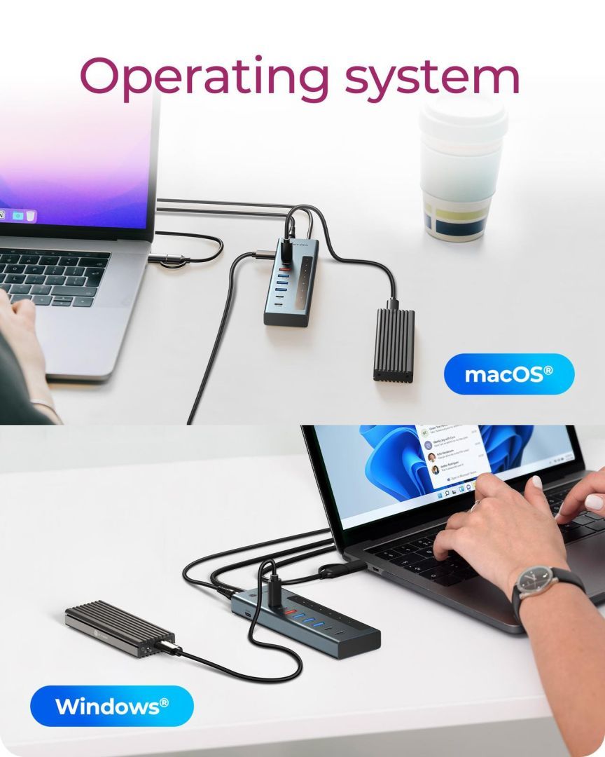 Raidsonic IcyBox IB-HUB1743-CPD 9-portos USB3.2 HUB Black