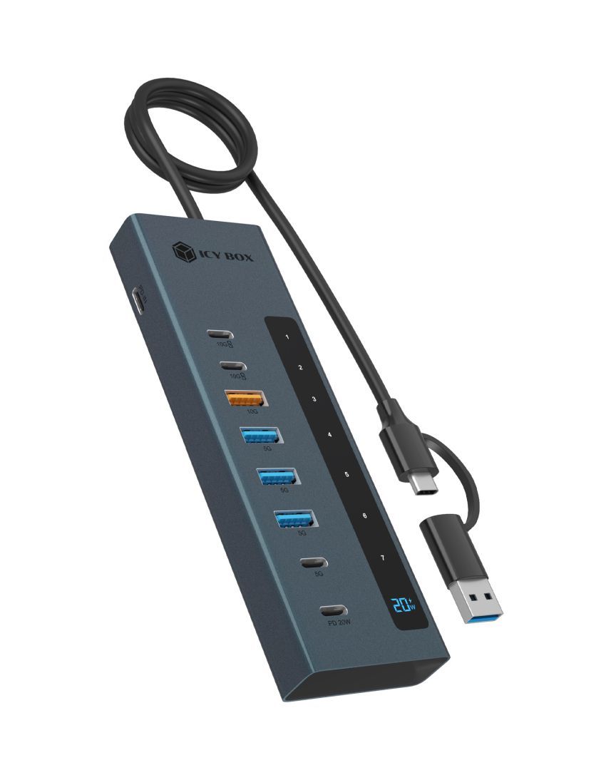 Raidsonic IcyBox IB-HUB1743-CPD 9-portos USB3.2 HUB Black