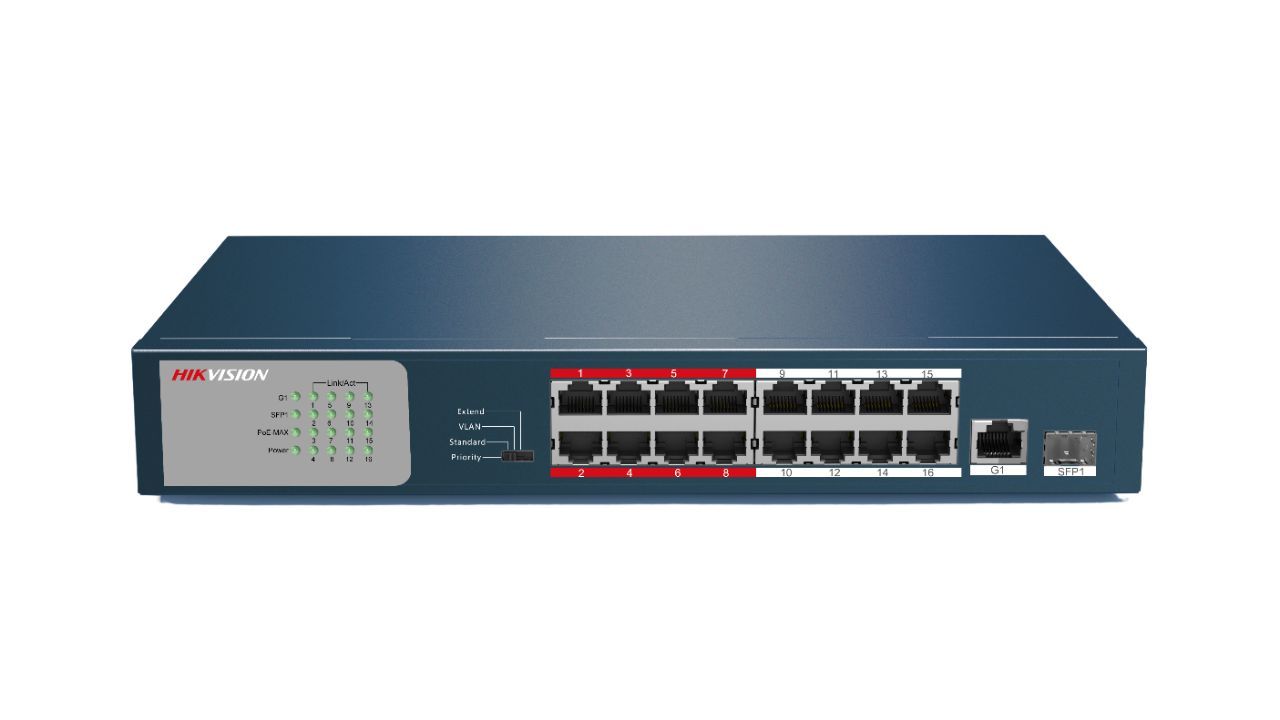 Hikvision DS-3E0318P-E/M 16 Port Fast Ethernet Unmanaged PoE Switch Hikvision DS-3E0318P-E/M 16 Port Fast Ethernet Unmanaged PoE Switch