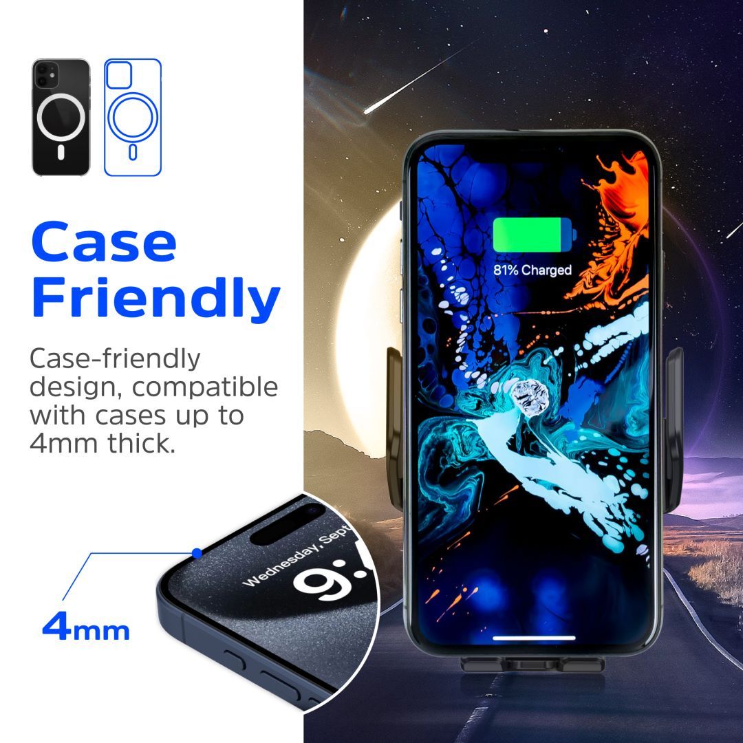 Energizer ECA008 15W Fast Wireless Car Charger with USB-C Input Black