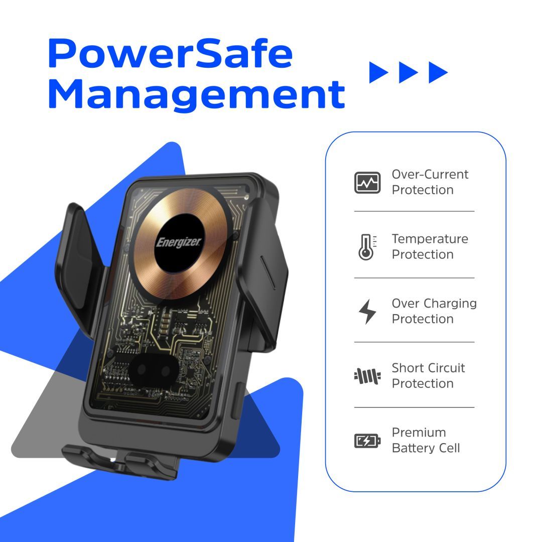 Energizer ECA008 15W Fast Wireless Car Charger with USB-C Input Black