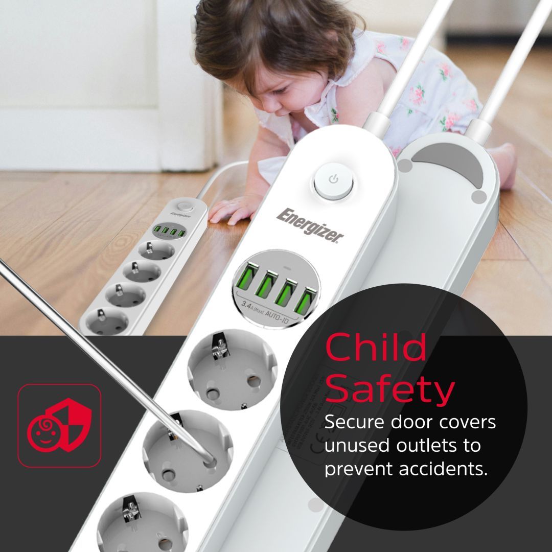 Energizer EPB2500W00EU Hálózati Elosztó Kapcsolóval 4DIN 2m White Energizer EPB2500W00EU Hálózati Elosztó Kapcsolóval 4DIN 2m White