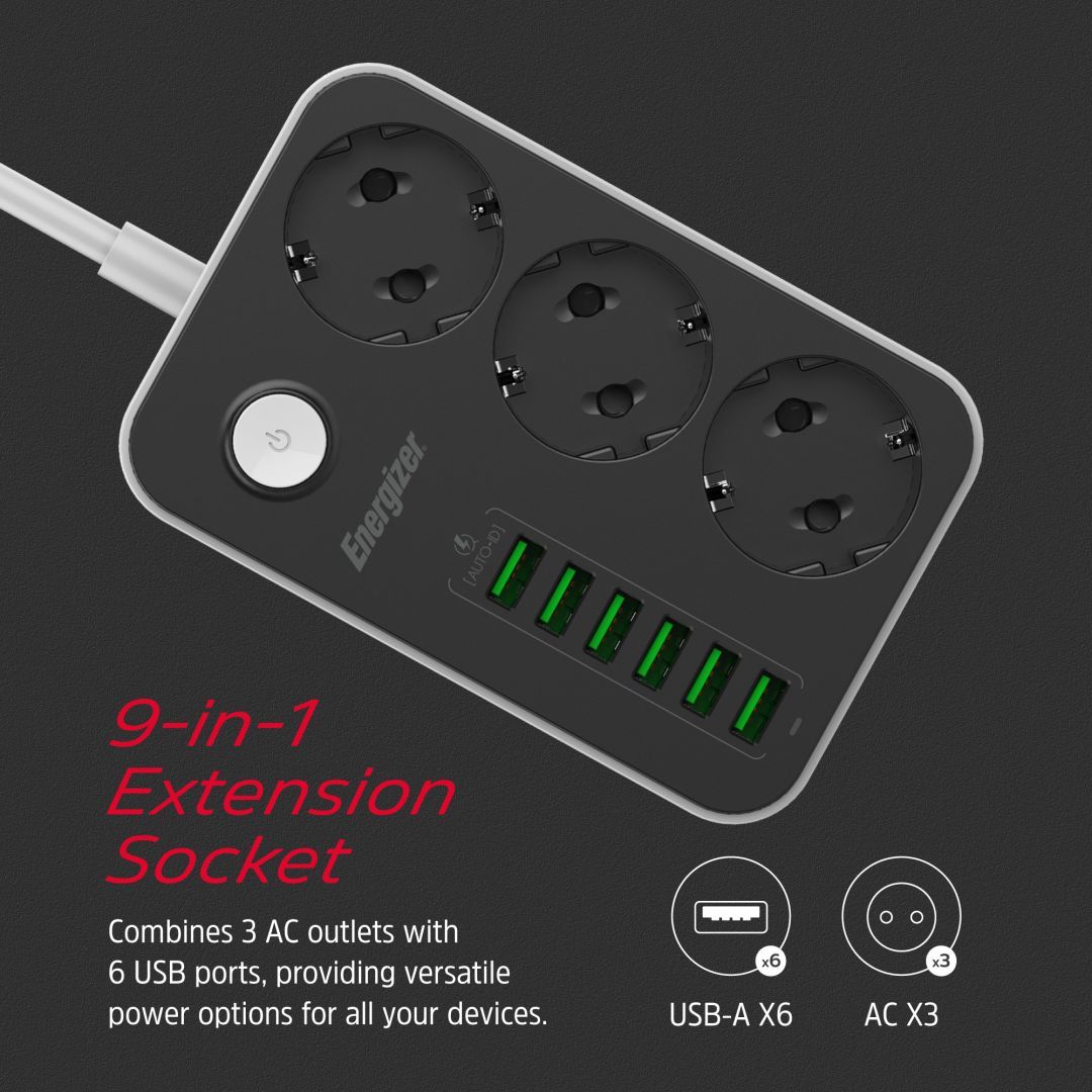 Energizer EPB2500W00EU Hálózati Elosztó Kapcsolóval 3DIN 2m White Energizer EPB2500W00EU Hálózati Elosztó Kapcsolóval 3DIN 2m White