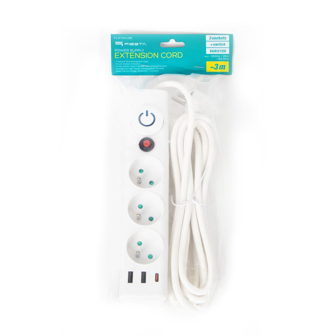 Platinet Hálózati Elosztó Kapcsolóval 3DIN 3m White Platinet Hálózati Elosztó Kapcsolóval 3DIN 3m White