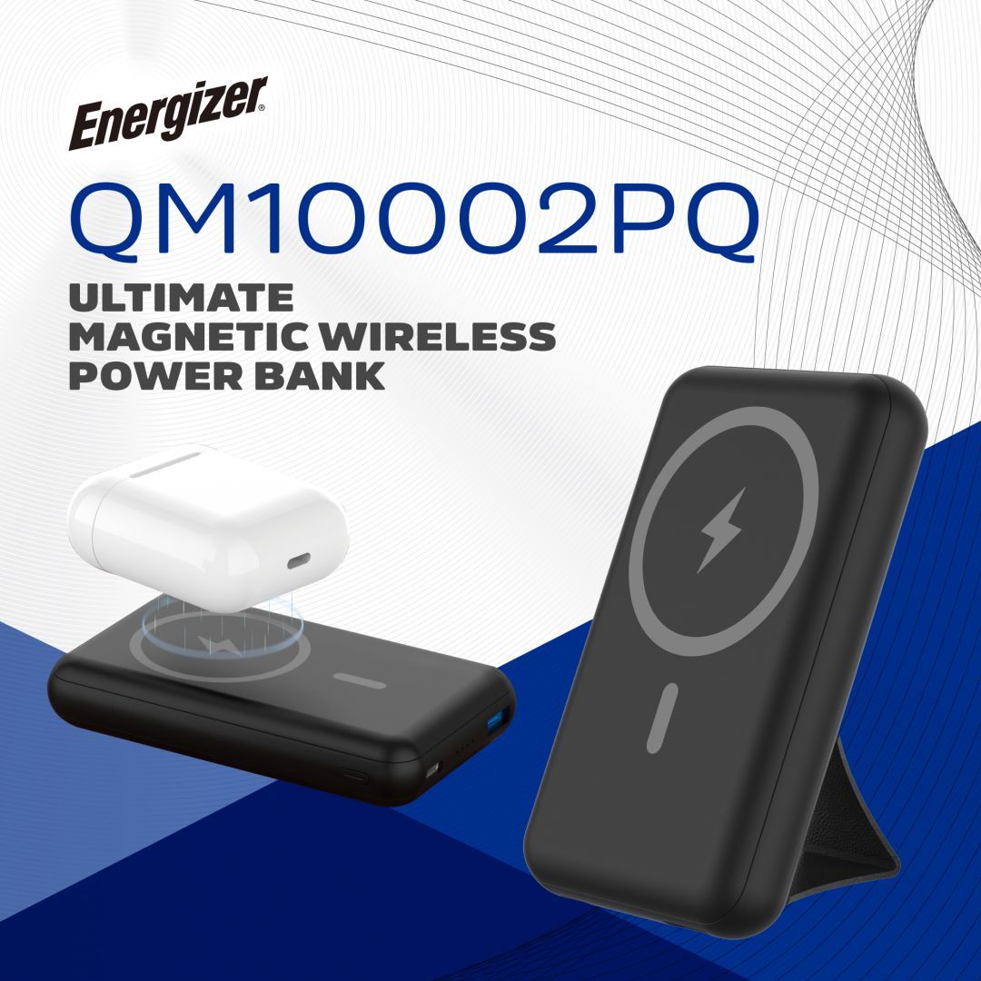 Energizer QM10002PQ 10000mAh 15W Magnetic Wireless Charging PowerBank Black