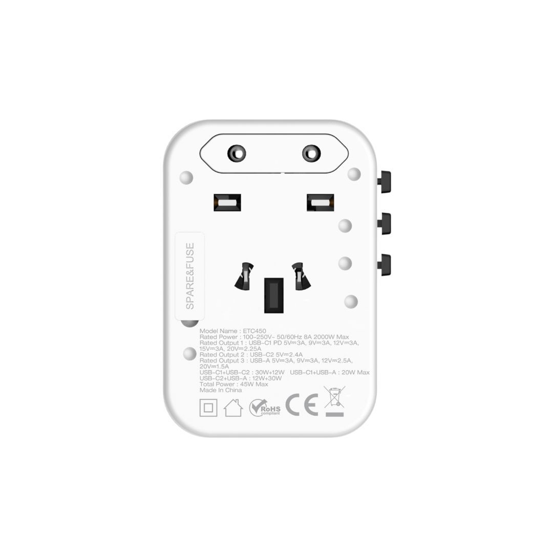 Energizer ETC450 45W Dual USB-C & USB-A Travel Charger White Energizer ETC450 45W Dual USB-C & USB-A Travel Charger White