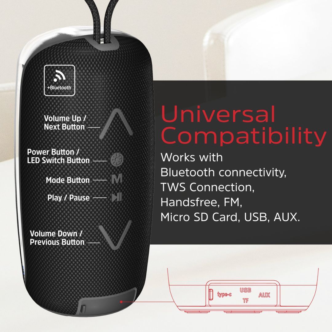 Energizer BTS164 Bluetooth Speaker with PowerBank Black Energizer BTS164 Bluetooth Speaker with PowerBank Black