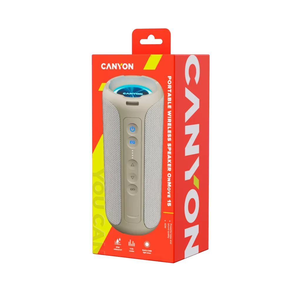 Canyon CNE-CBTSP15BG OnMove 15 Bluetooth Speaker Beige Canyon CNE-CBTSP15BG OnMove 15 Bluetooth Speaker Beige