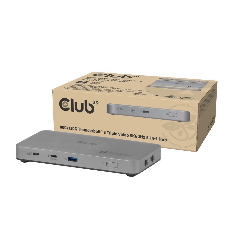 Club3D 5-1 Thunderbolt 5 Hub Triple video 5K60Hz Thunderbolt Share Certified 180W Club3D 5-1 Thunderbolt 5 Hub Triple video 5K60Hz Thunderbolt Share Certified 180W
