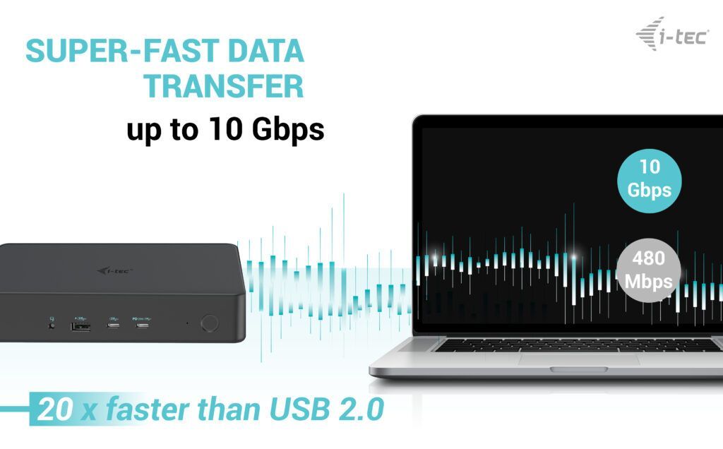 I-TEC USB 3.0/USB-C/Thunderbolt 3 Professional Dual 4K Display Docking Station+Power Delivery 100W Black I-TEC USB 3.0/USB-C/Thunderbolt 3 Professional Dual 4K Display Docking Station+Power Delivery 100W Black