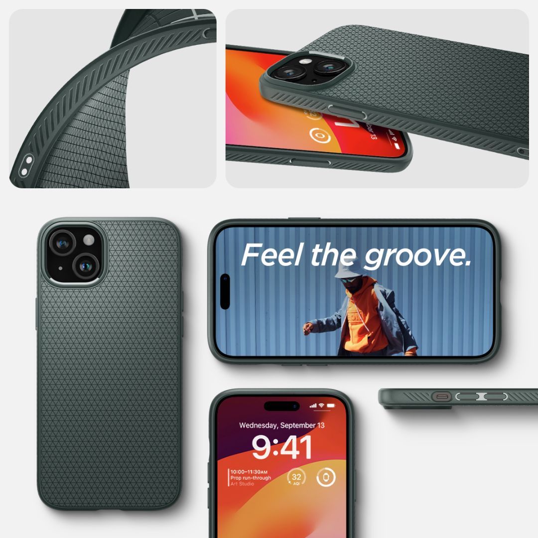 Spigen iPhone 15 Case Liquid Air Abyss Green Spigen iPhone 15 Case Liquid Air Abyss Green
