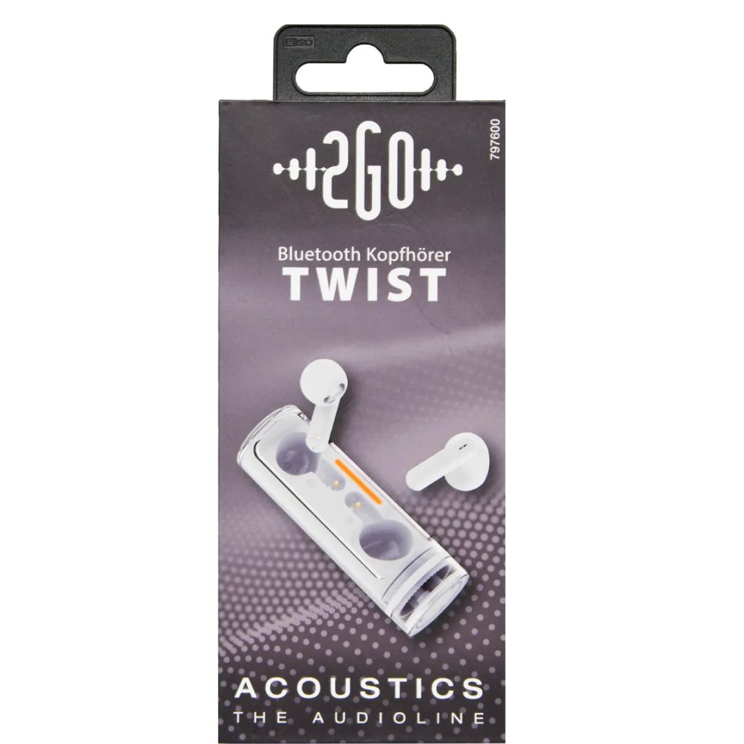 2GO Twist Acoustic Bluetooth Headset White 2GO Twist Acoustic Bluetooth Headset White