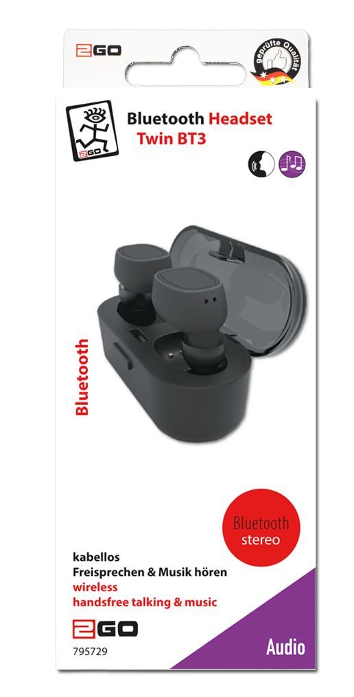 2GO Twin BT3 Bluetooth Headset Black 2GO Twin BT3 Bluetooth Headset Black