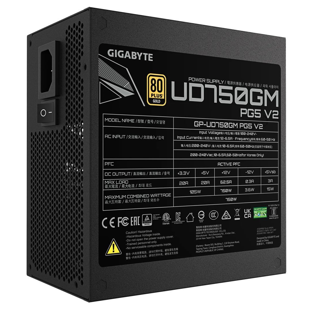 Gigabyte 750W 80+ Gold UD750GM PG5 V2 Gigabyte 750W 80+ Gold UD750GM PG5 V2