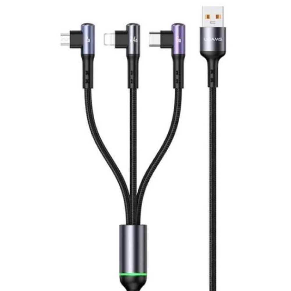 Usams USB-A to USB-C, Lightning, microUSB male/male cable 1,2m Black Usams USB-A to USB-C, Lightning, microUSB male/male cable 1,2m Black