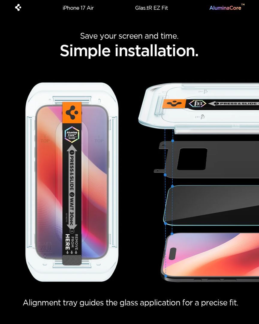 Spigen Glass tR EZ Fit for iPhone Air 2 Pack Transparency Spigen Glass tR EZ Fit for iPhone Air 2 Pack Transparency