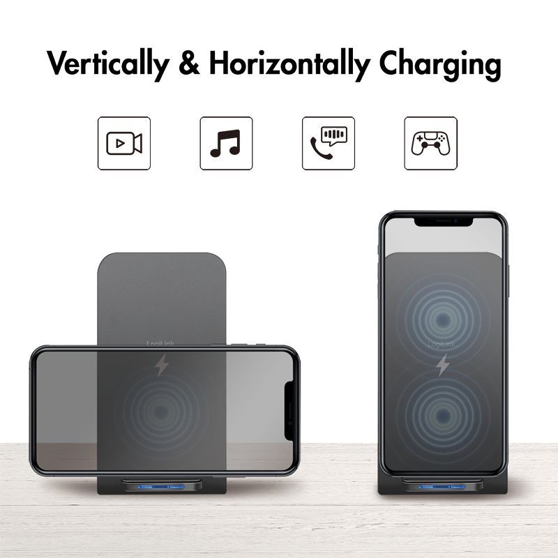 Logilink Smartphone stand with wireless charging function Black
