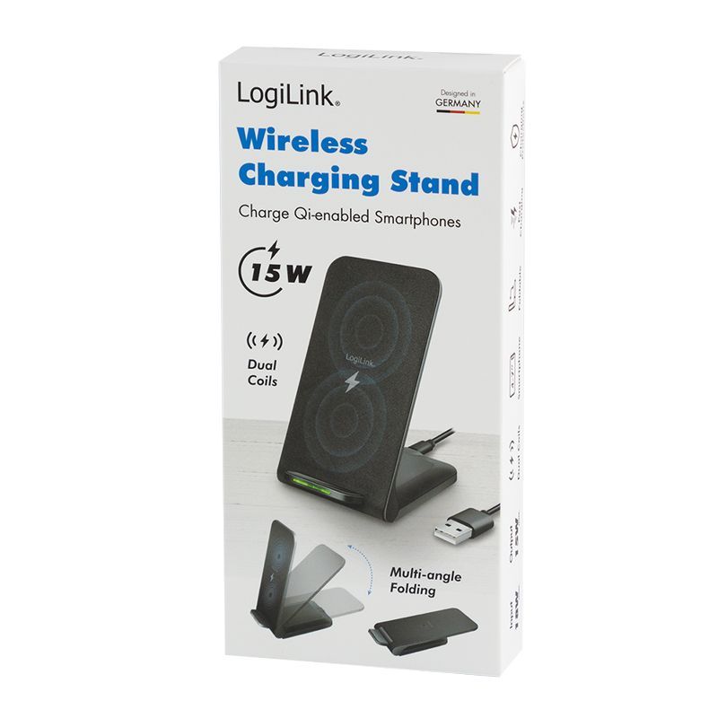Logilink Smartphone stand with wireless charging function Black