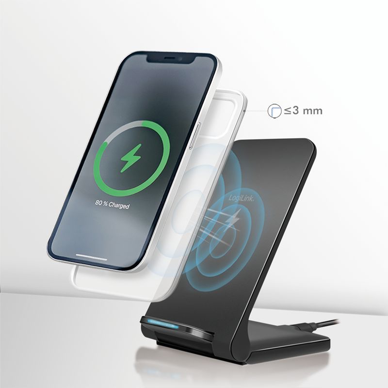 Logilink PA0315RF Smartphone stand with wireless charging function Black