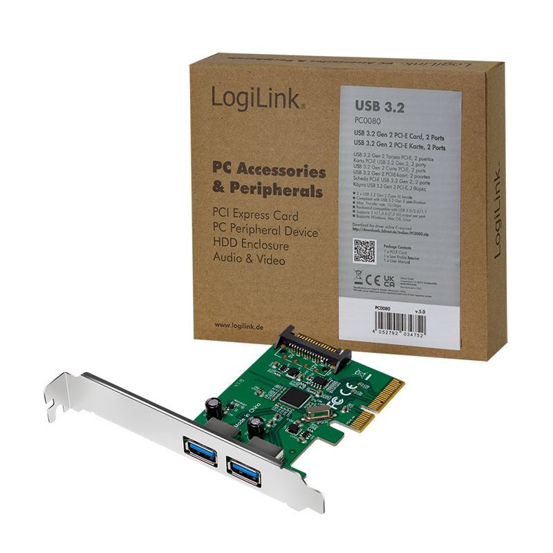 Logilink PCI Express Card 2x USB 3.2 Gen2 Logilink PCI Express Card 2x USB 3.2 Gen2