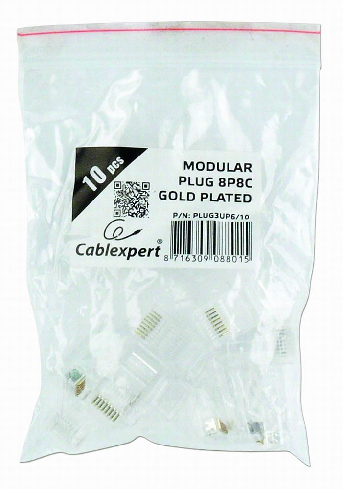Gembird RJ45/PLUG3UP6/10 Modular plug 8P8C 6u Gold plated 10 pcs per bag Gembird RJ45/PLUG3UP6/10 Modular plug 8P8C 6u Gold plated 10 pcs per bag