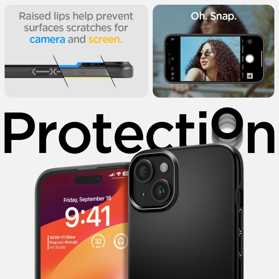 Spigen iPhone 15 Case Thin Fit Black Spigen iPhone 15 Case Thin Fit Black