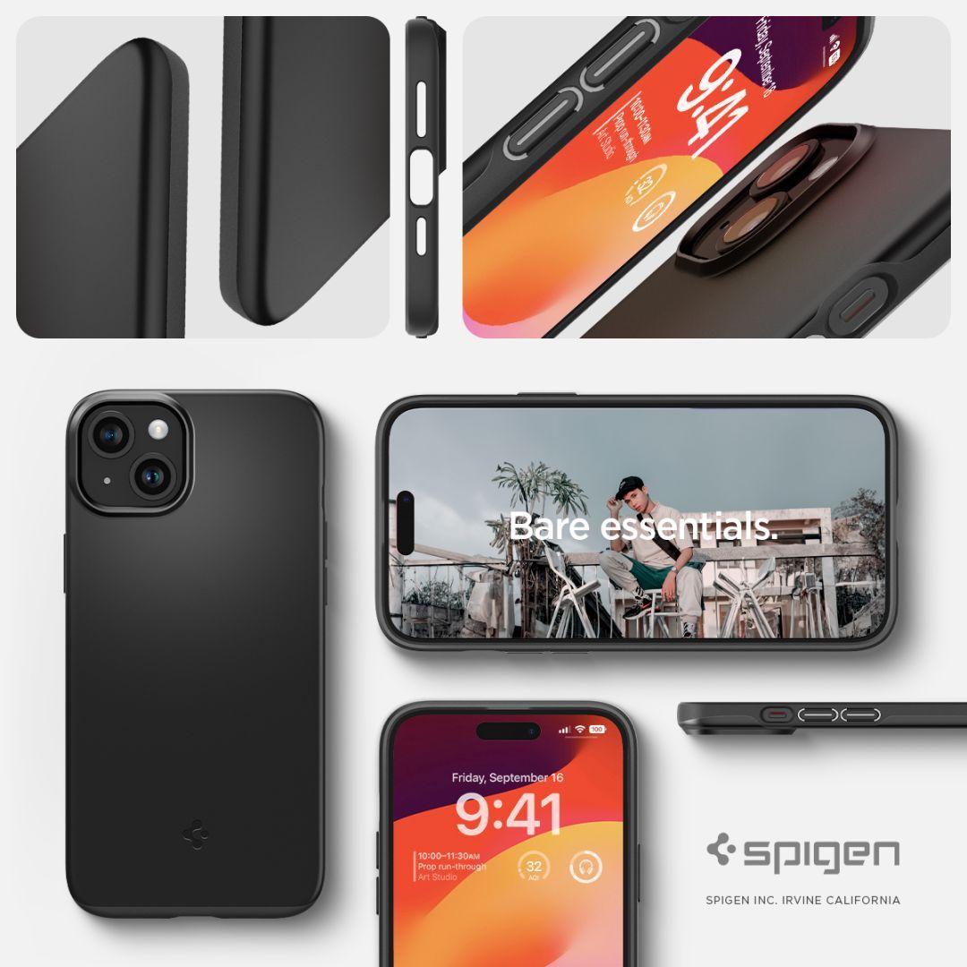 Spigen iPhone 15 Case Thin Fit Black Spigen iPhone 15 Case Thin Fit Black