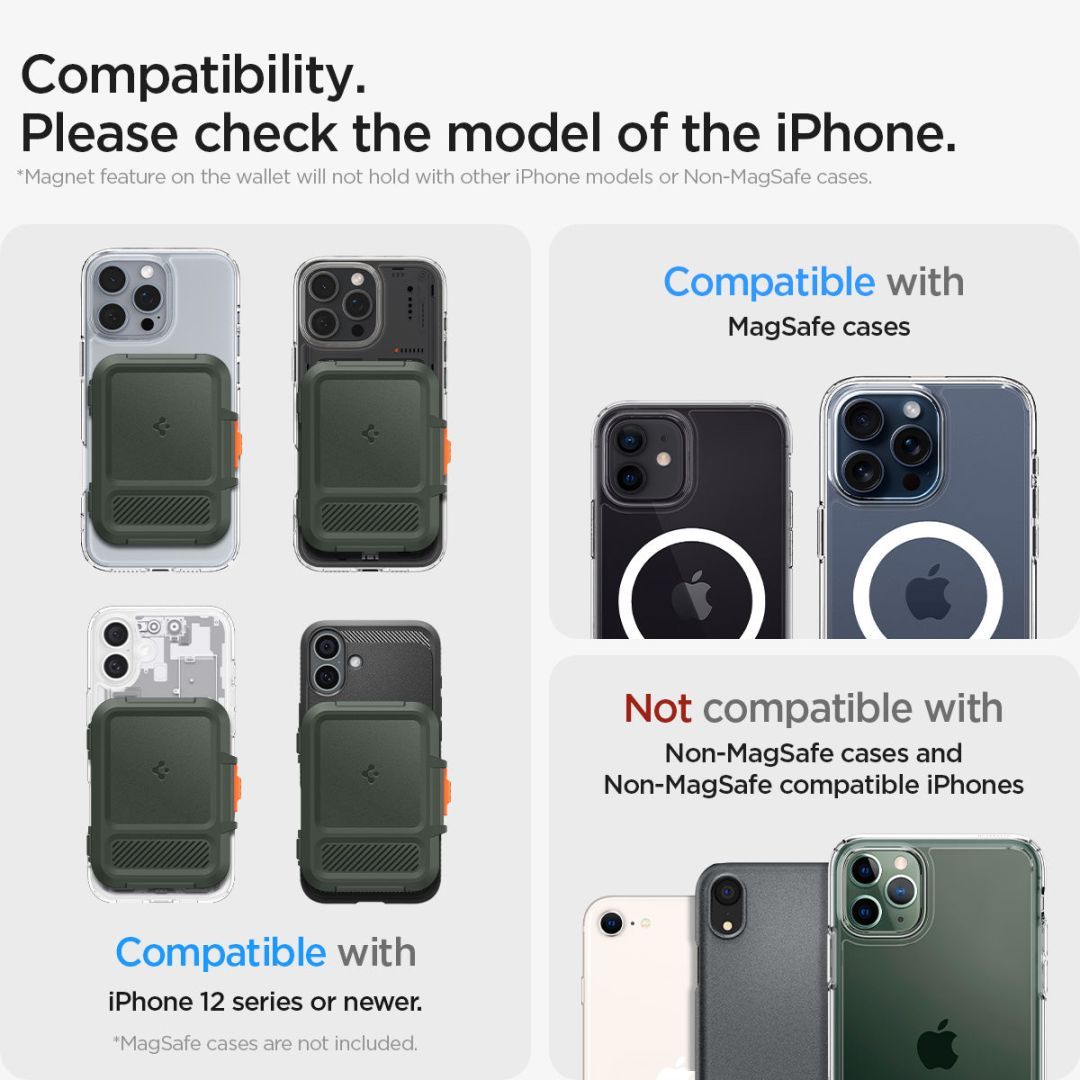 Spigen iPhone Lock Fit MagSafe Wallet Military Green Spigen iPhone Lock Fit MagSafe Wallet Military Green